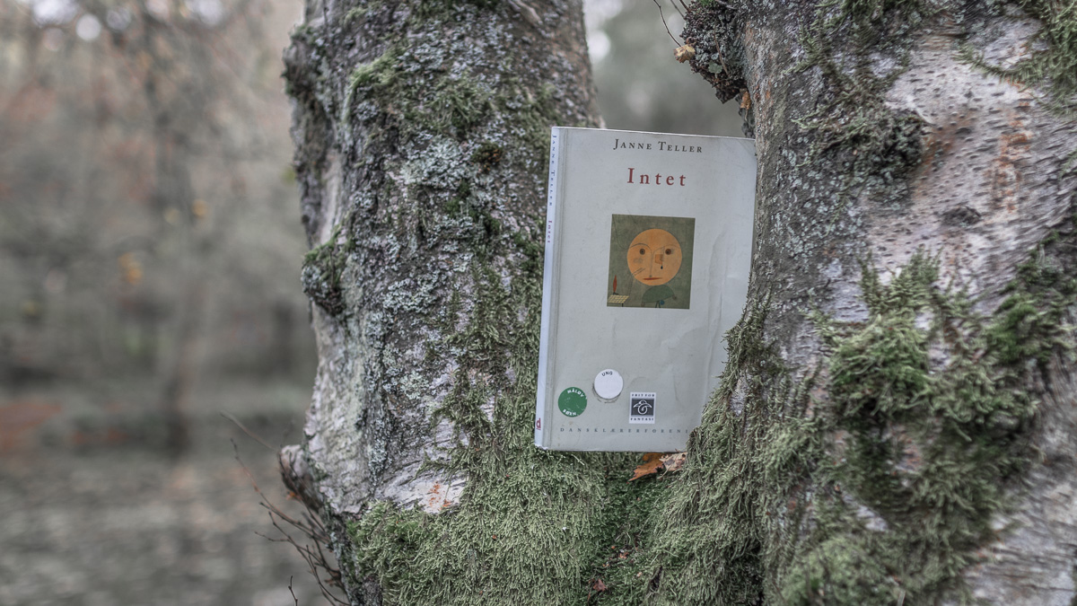 A book on a tree.