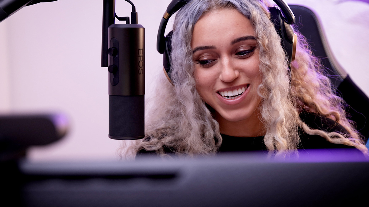 A woman smiling.