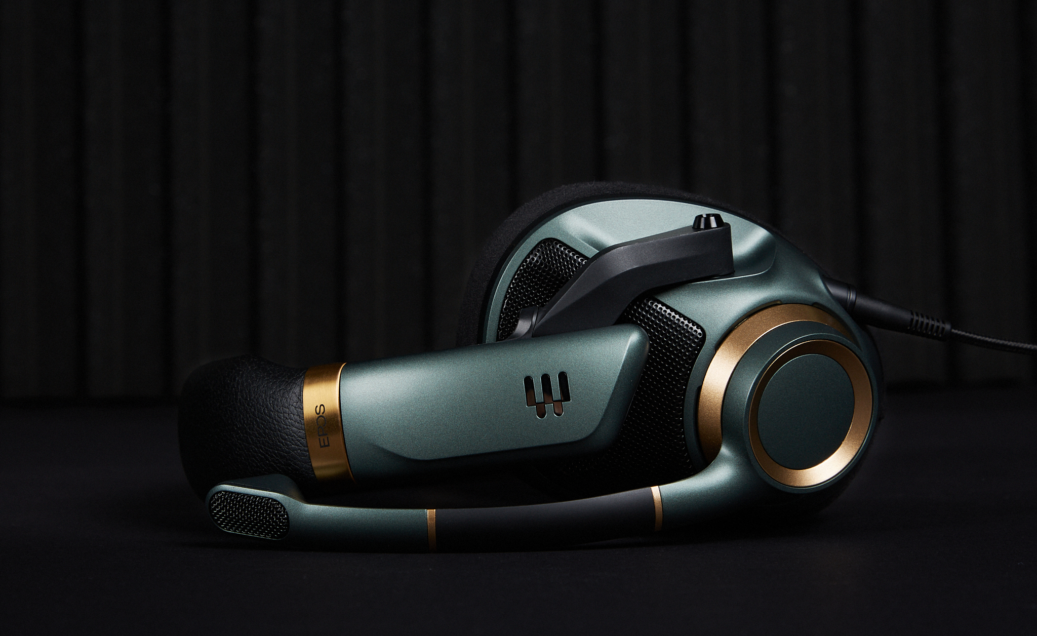 A green and gold headset.