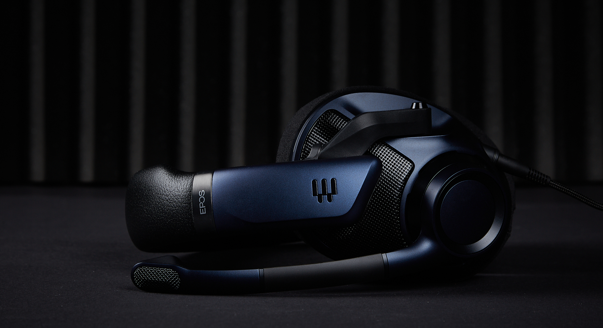 A blue and black headset.