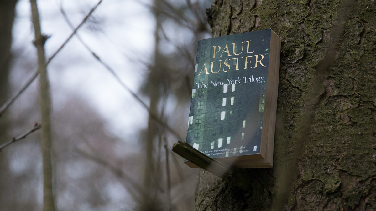 A book on a branch.