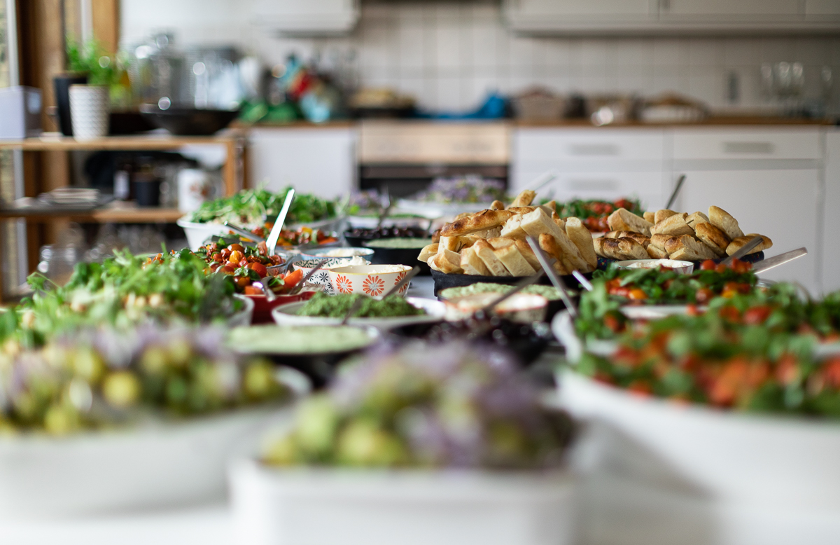 The food at the dinner party.