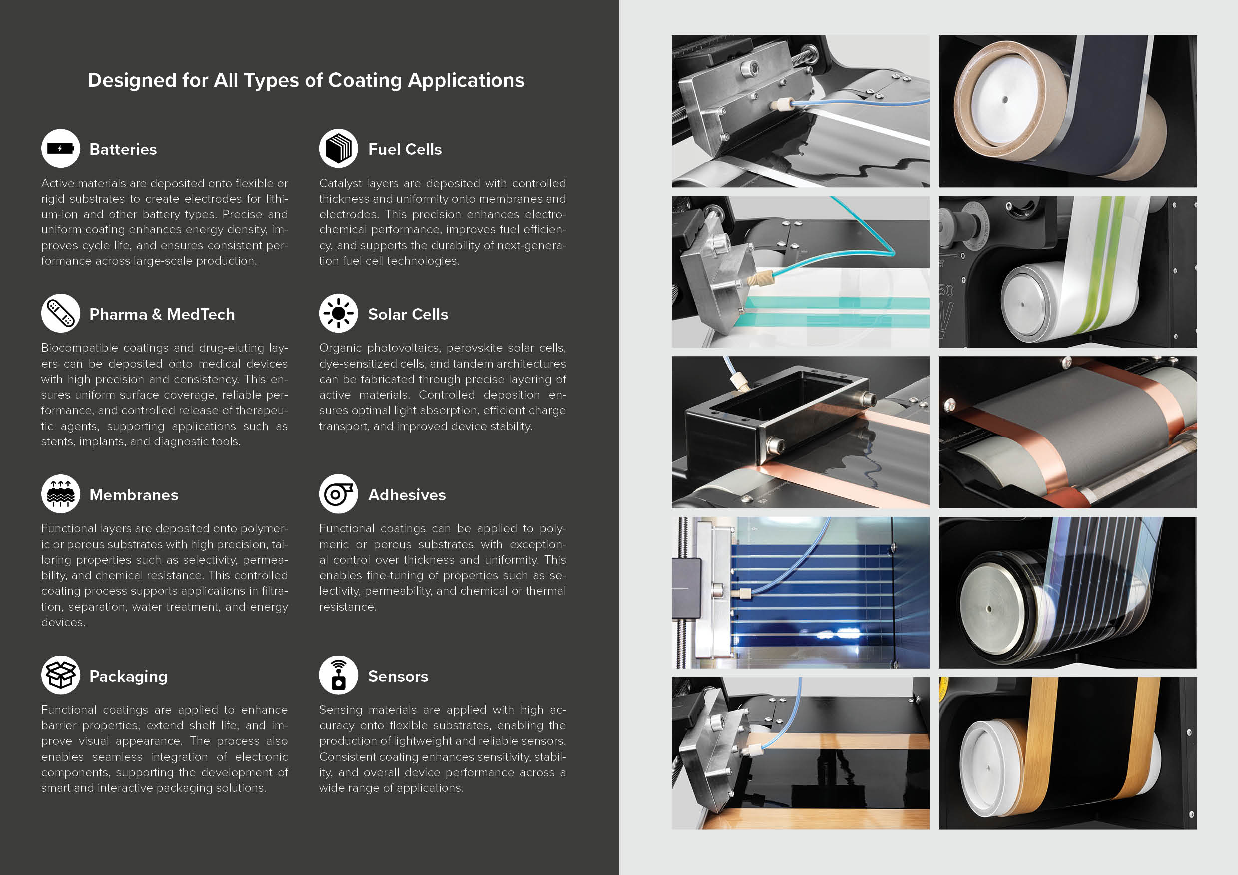 Laboratory equipment for coating and/or characterizing printed electronics.