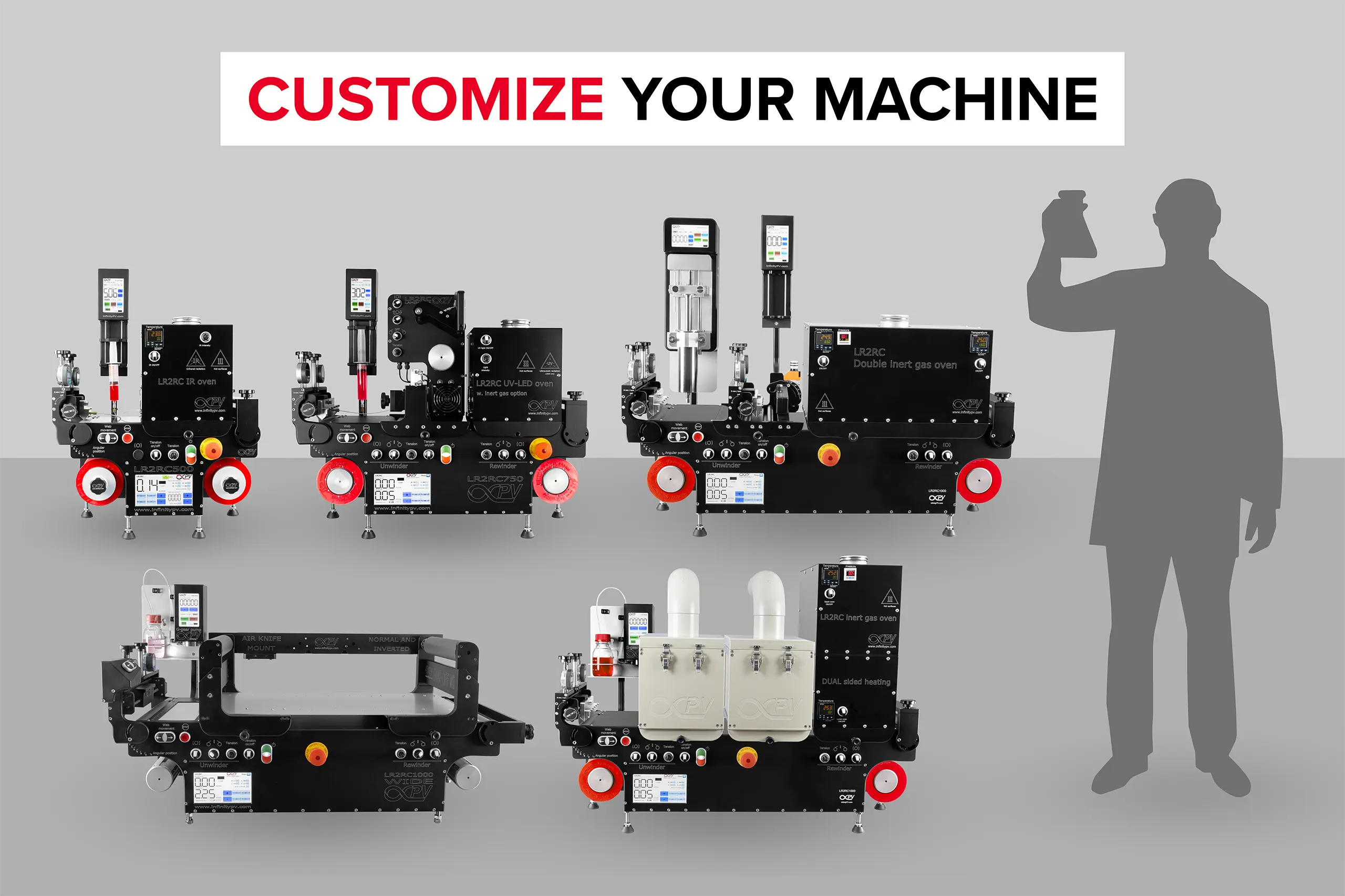 Laboratory equipment for coating and/or characterizing printed electronics.