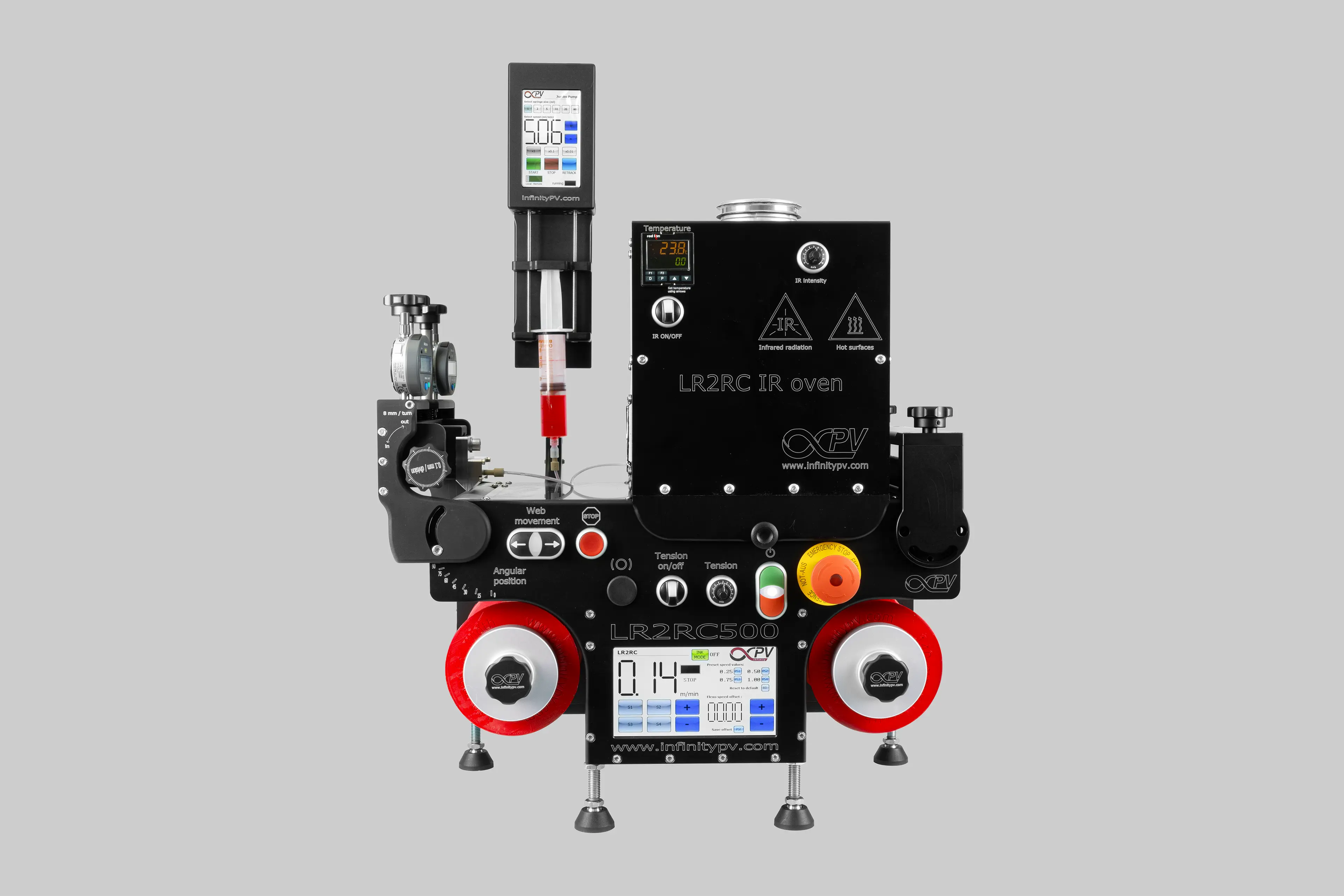 Laboratory equipment for coating and/or characterizing printed electronics.