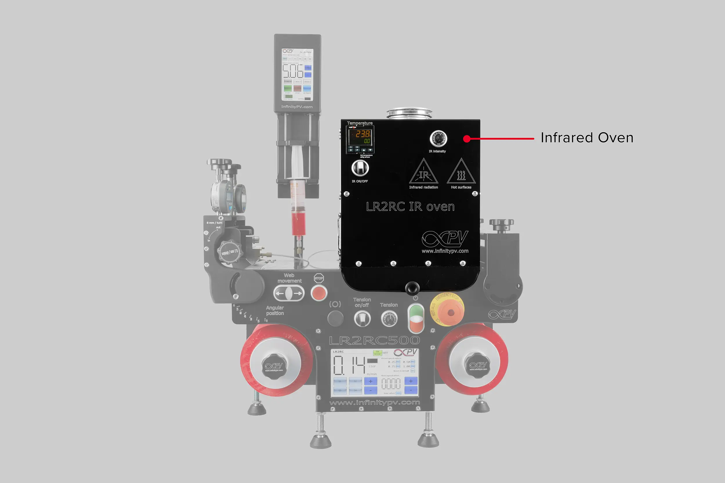 Laboratory equipment for coating and/or characterizing printed electronics.