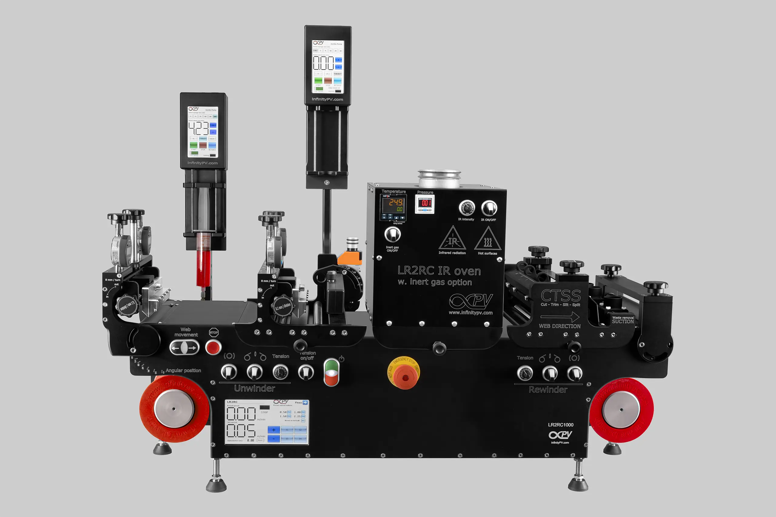 Laboratory equipment for coating and/or characterizing printed electronics.