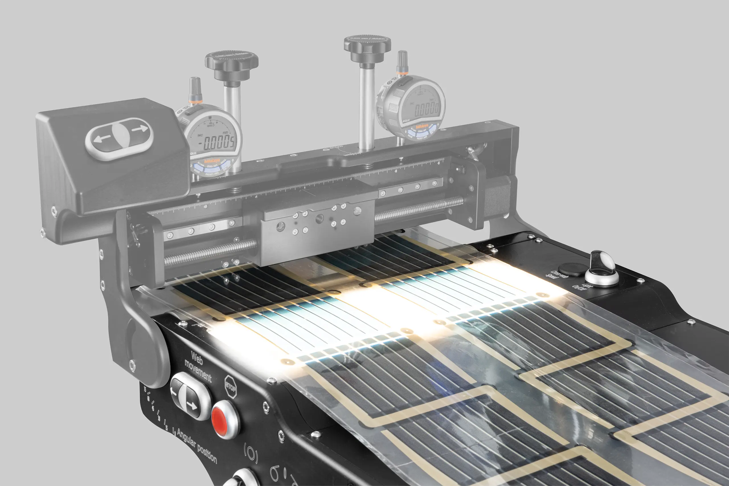 Laboratory equipment for coating and/or characterizing printed electronics.