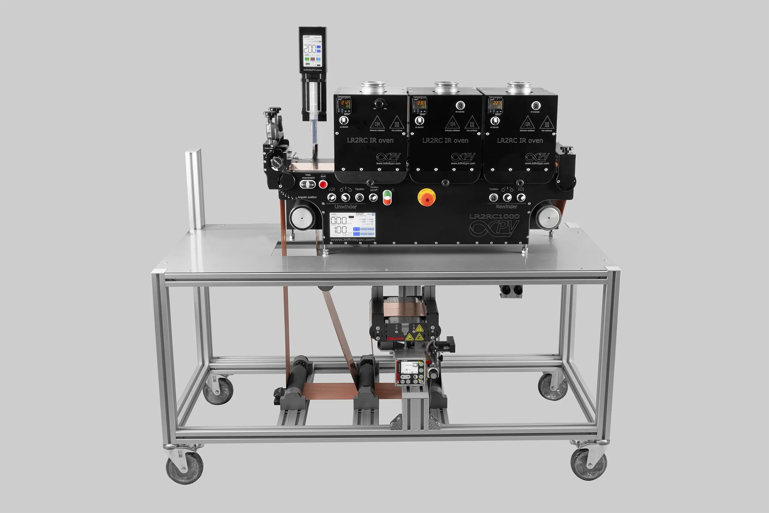 Laboratory equipment for coating and/or characterizing printed electronics.