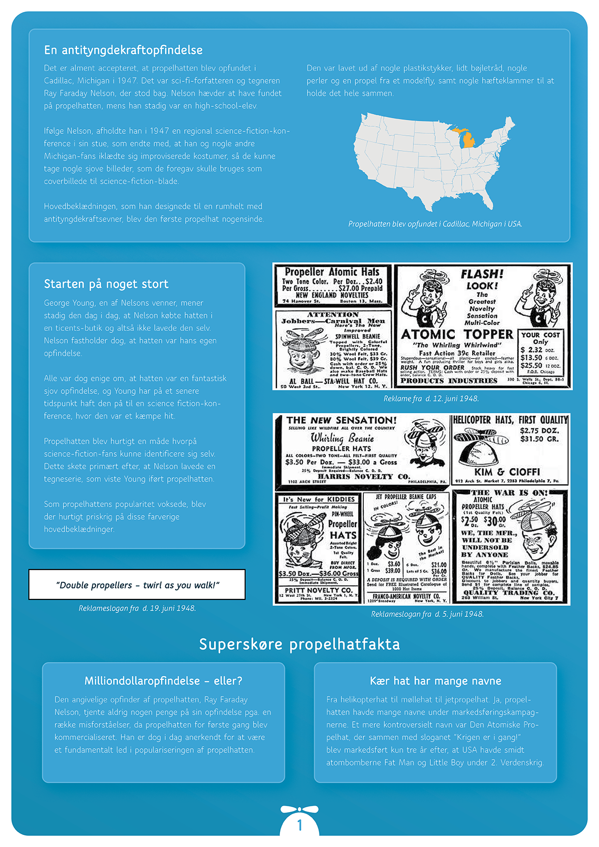 A page of the history of the propeller hat.