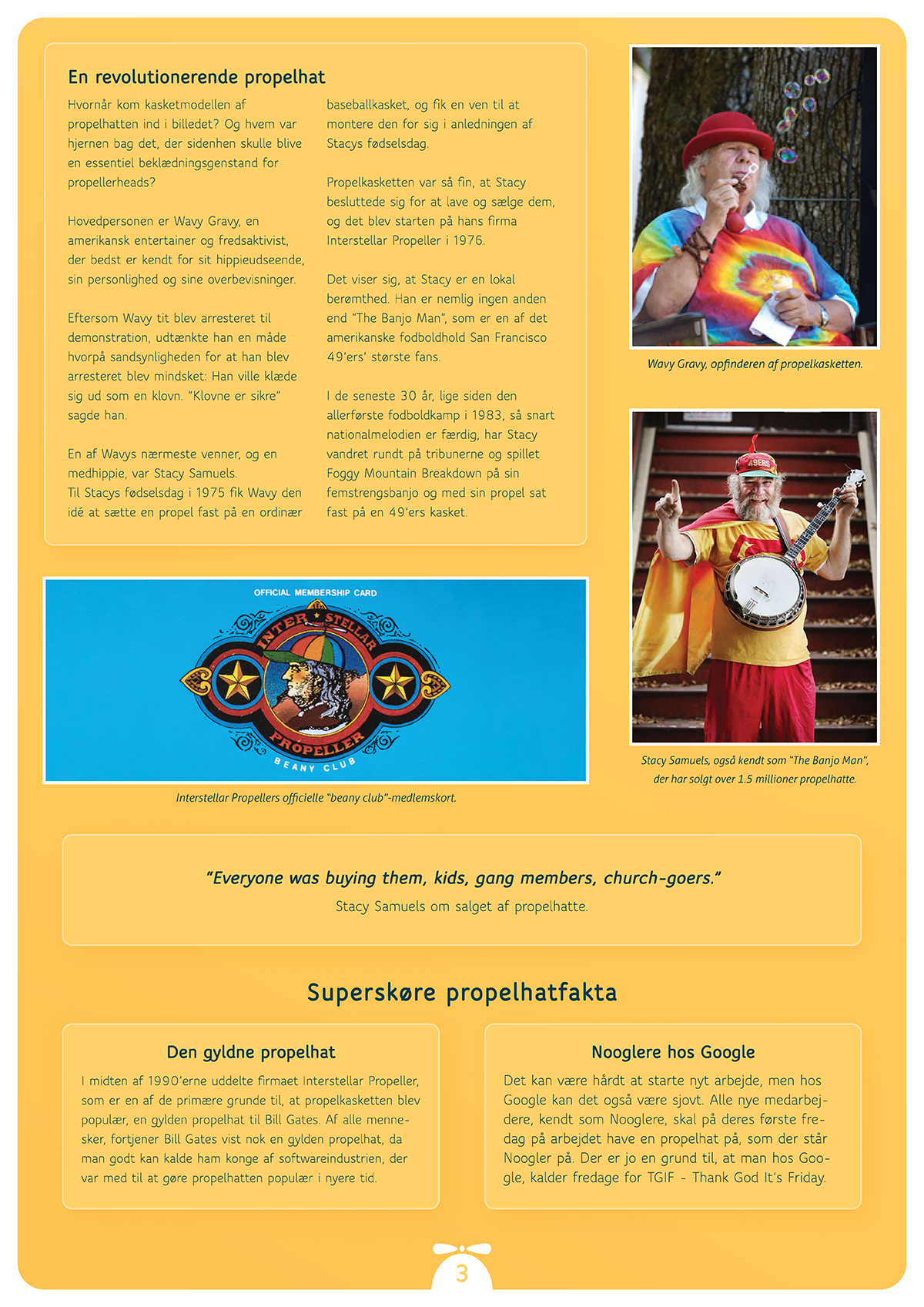 A page of the history of the propeller hat.