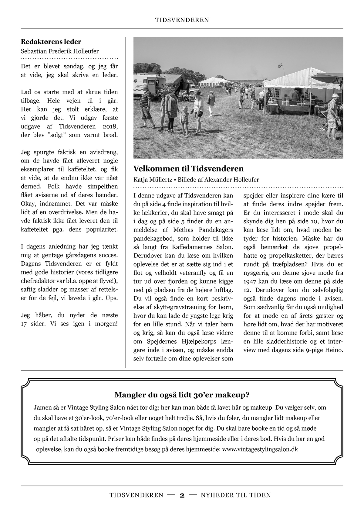 A page of the newspaper, Tidsvenderen.