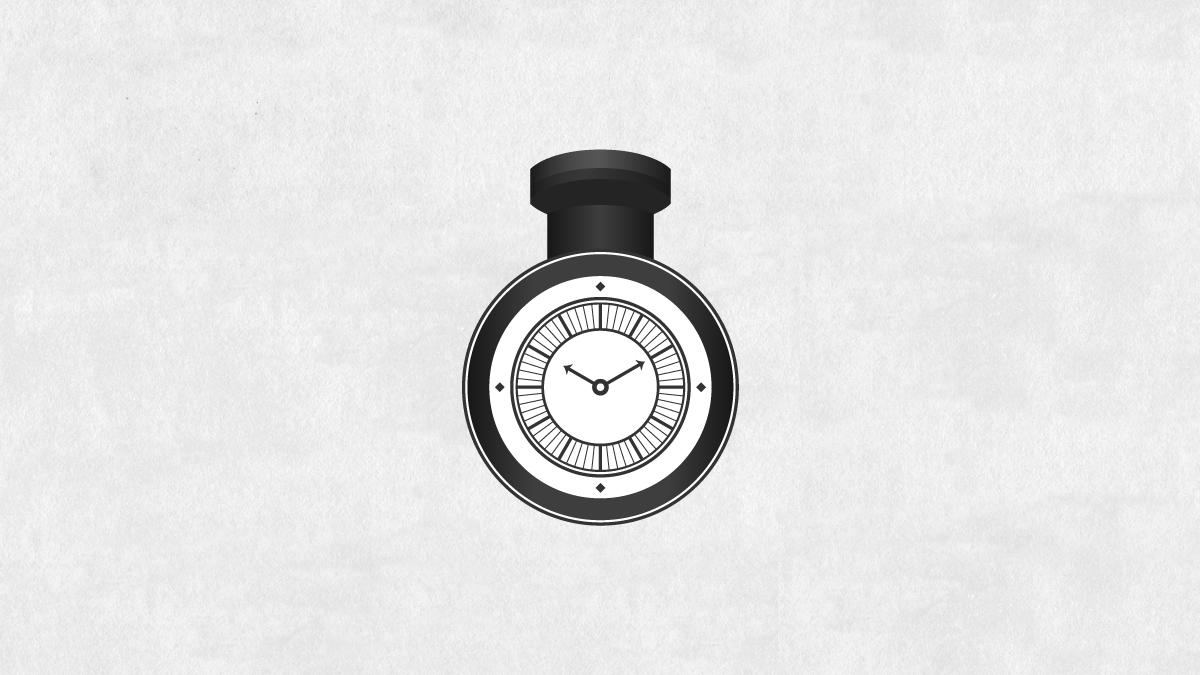 The newspaper Tidsvenderen's logo; an old fashoned pocket watch combined with a chimney.