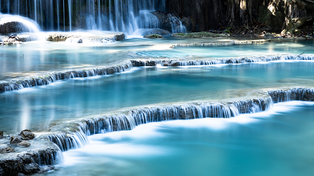 The Kuang Si Waterfall in Laos.
